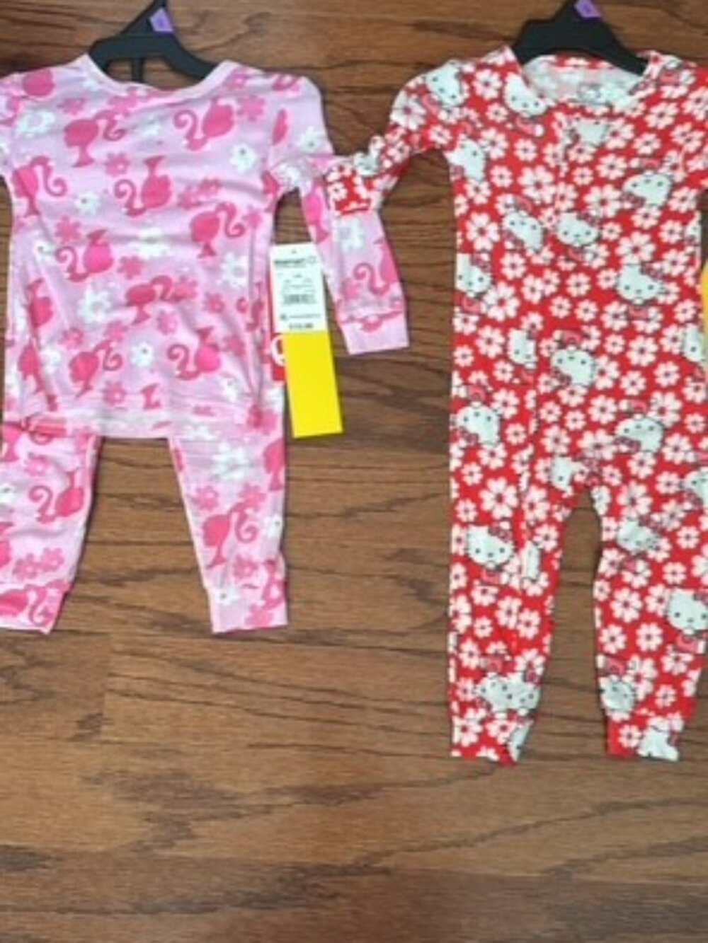 NWT 2 PAIR OF INFANT GIRLS PAJAMAS, SIZE 18 MONTHS BARBIE/HELLO KITTY